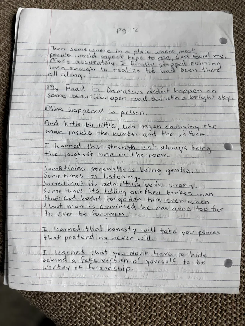Handwritten eulogy, page 2 of 9
